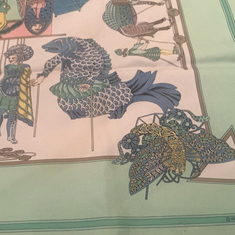 Hermes silk scarf.  "Le Temps de Marionnette" - Picture 2 of 5